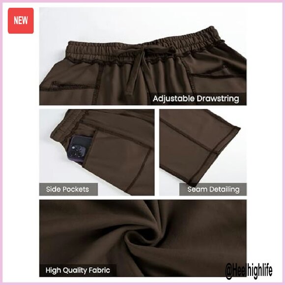 Wide Leg Sweatpants with Drawstring Waist & Pockets - Cotton Blend Lounge Pants - Picture 7 of 8